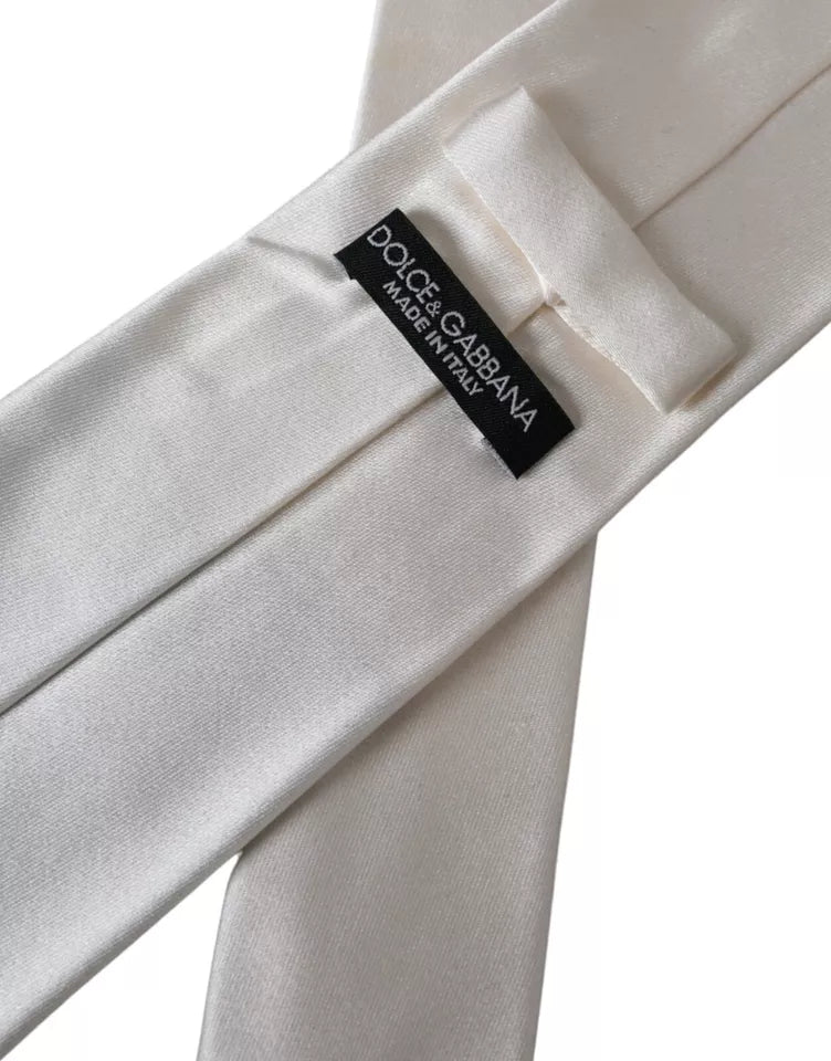 Dolce & Gabbana White Satin Silk Adjustable Men Tie