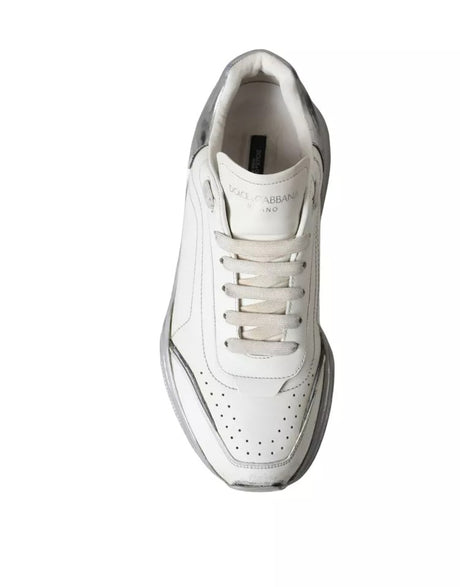 Dolce & Gabbana White Silver Daymaster Low Top Sneakers Shoes