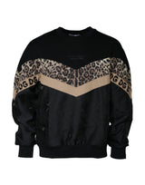 Dolce & Gabbana Black Leopard Crew Neck Sweatshirt Sweater