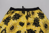 Dsquared² Yellow Black Printed Nylon Beachwear Shorts Swimwear