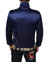 Dolce & Gabbana Blue Heraldic Patch Stripe King Bee Sweater