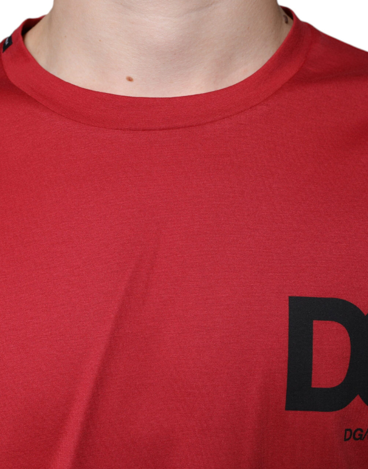 Dolce & Gabbana Red Cotton DG Logo Print Crew Neck T-shirt