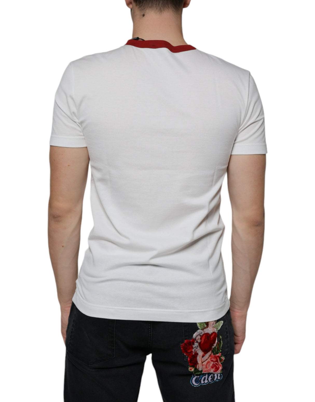 Dolce & Gabbana White Graphic Print Cotton Crew Neck T-shirt