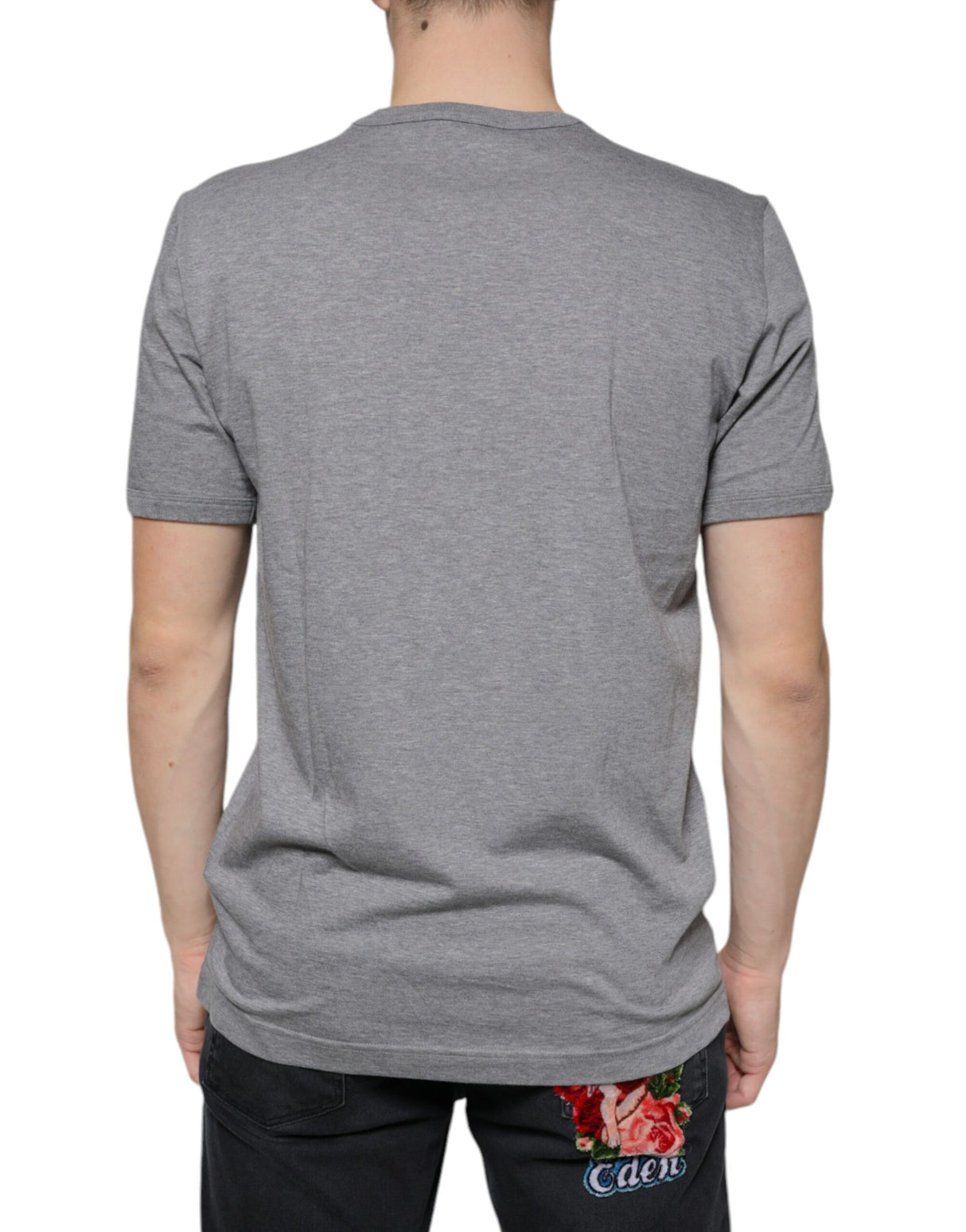 Dolce & Gabbana Gray Cotton #DGFamily Short Sleeves T-shirt