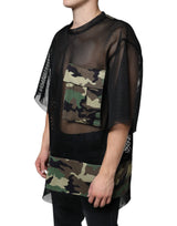 Dolce & Gabbana Black Mesh Camouflage Short Sleeves T-shirt