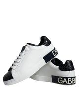 Dolce & Gabbana White Leather Logo Portofino Sneaker Shoes