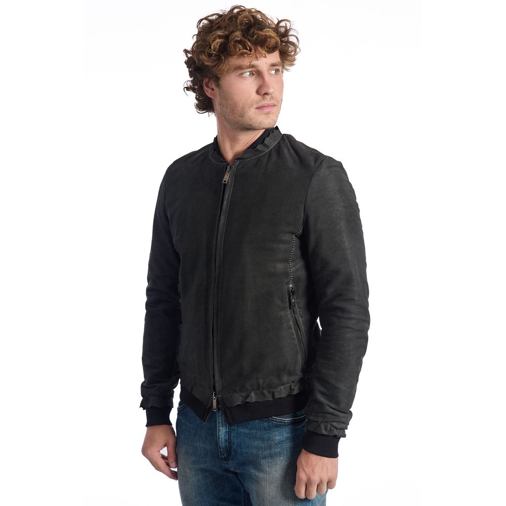 Roberto Pepe Luxury Gray Lambskin Men's Jacket