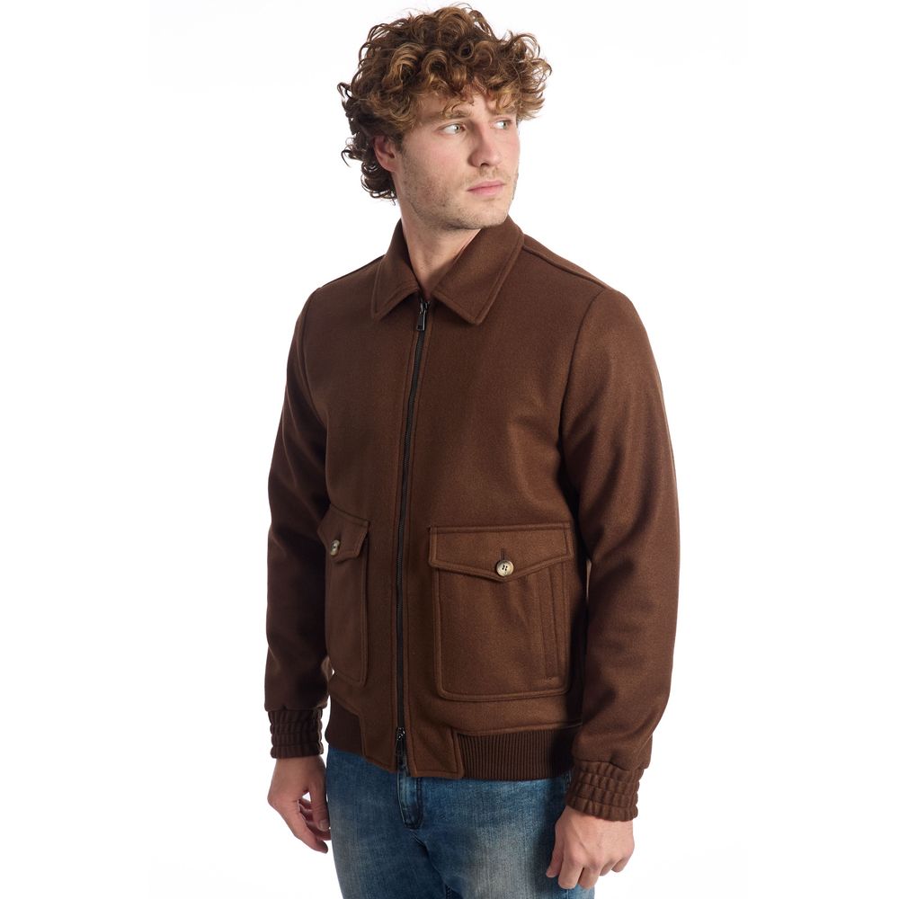 Roberto Pepe Luxury Brown Wool Men Jacket