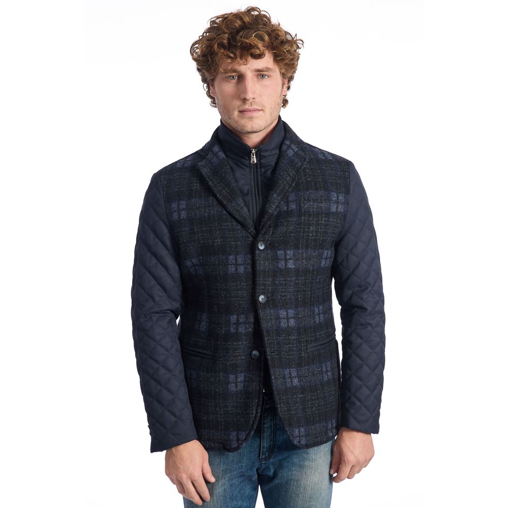 Roberto Pepe Luxury Blue Wool Men's Jacket