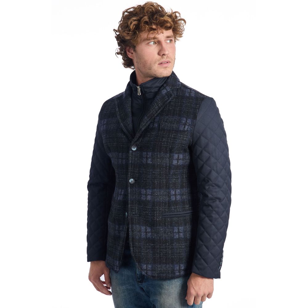 Roberto Pepe Luxury Blue Wool Men's Jacket