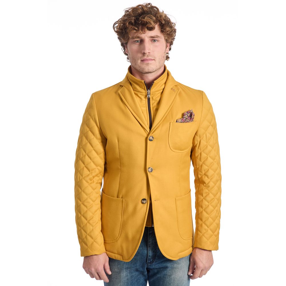 Roberto Pepe Luxury Yellow Wool Men Jacket