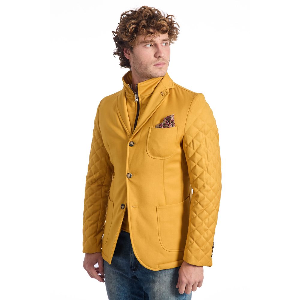 Roberto Pepe Luxury Yellow Wool Men Jacket