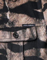 Dolce & Gabbana Brown Tiger Button Down Collared Jacket