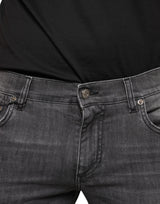 Dolce & Gabbana Black Tattered Cotton Skinny Men Denim Jeans