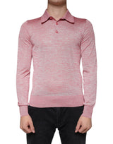 Dolce & Gabbana Pink Polyester Long Sleeve Men Polo T-shirt