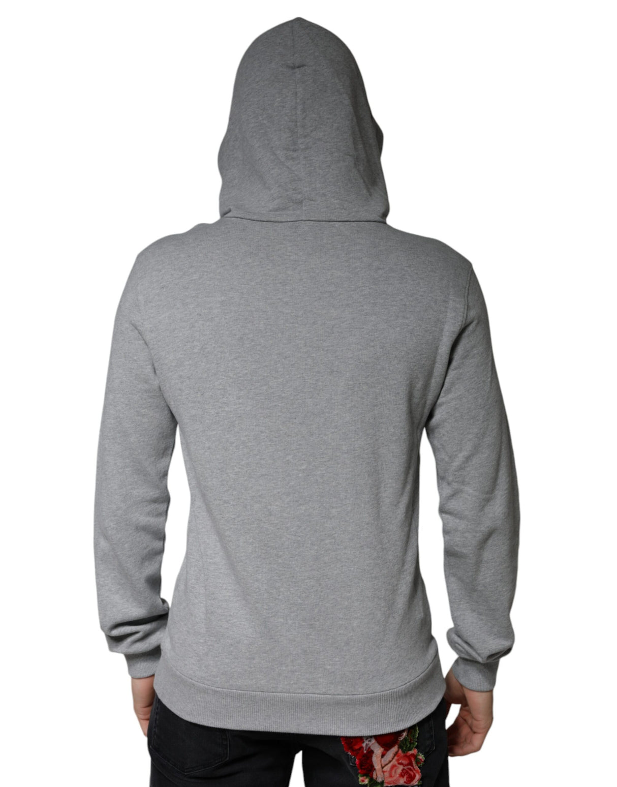 Dolce & Gabbana Gray Cotton Logo Hooded Sweatshirt Sweater