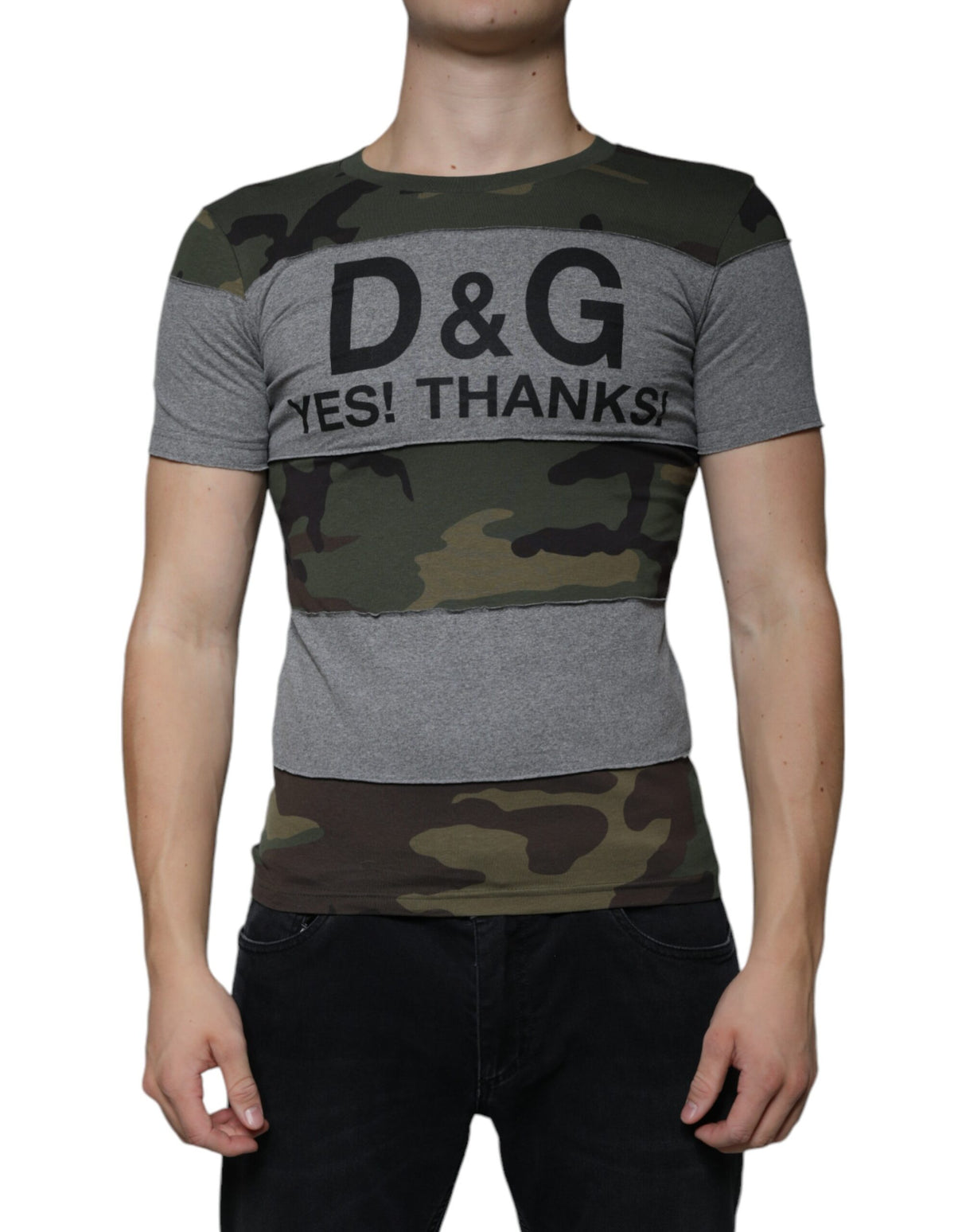 Dolce & Gabbana Multicolor Camouflage Cotton Crew Neck T-shirt