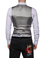 Dolce & Gabbana Light Gray Wool Formal Dress Waistcoat Vest