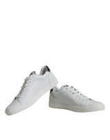 Dolce & Gabbana White Silver Sacred Heart Men Sneakers Shoes