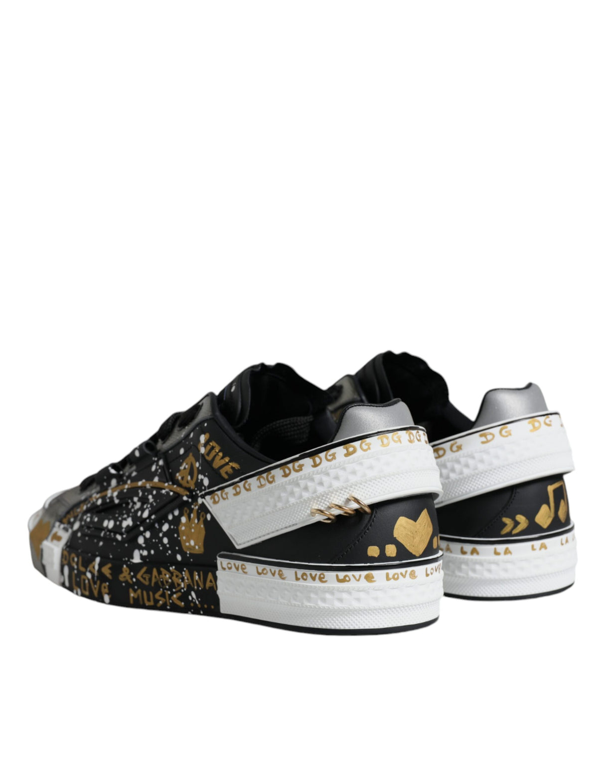 Dolce & Gabbana Black White Portofino Low Top Sneakers Shoes