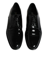 Dolce & Gabbana Black Leather Lace Up Men Derby Formal Shoes