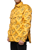 Dolce & Gabbana Yellow Logo Padded Buttoned Blouson Jacket