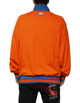 Dolce & Gabbana Orange Blue Full Zip Jersey Bomber Jacket