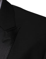 Dolce & Gabbana Black Wool 3 Piece Slim Fit Formal Suit