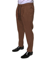 Dolce & Gabbana Brown Stripes Skinny Men Dress Pants