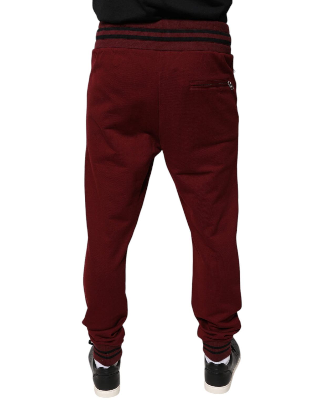 Dolce & Gabbana Dark Red Cotton Men Jogger Sweatpants Pants