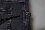 Dolce & Gabbana Dark Gray Tattered Cotton Skinny Denim Jeans