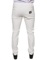 Dolce & Gabbana White Cotton Skinny Slim Men Denim Jeans