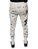 Dolce & Gabbana White Printed Cotton Jogger Sweatpants Pants