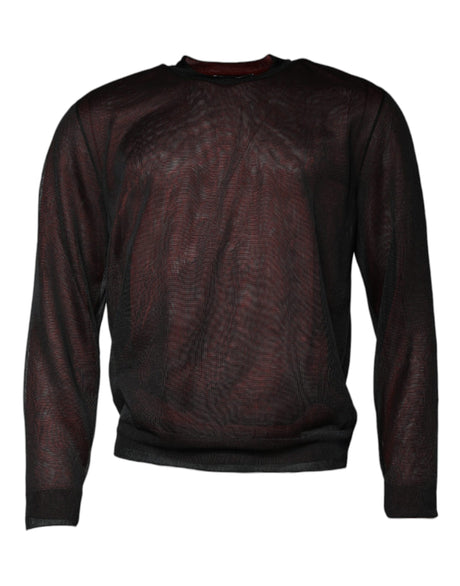 Dolce & Gabbana Maroon Polyester Crew Neck Pullover Sweater