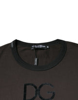 Dolce & Gabbana Brown Logo Cotton Crew Neck Pullover Sweater