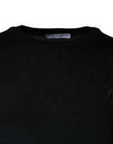 Dolce & Gabbana Black Wool Knit Crew Neck Pullover Sweater