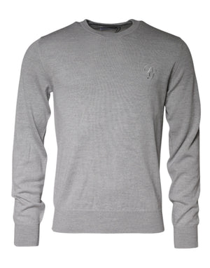 Dolce & Gabbana Light Gray Wool Crew Neck Pullover Sweater