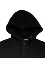 Dolce & Gabbana Black Logo Plaque Hooded Full Zip Sweater