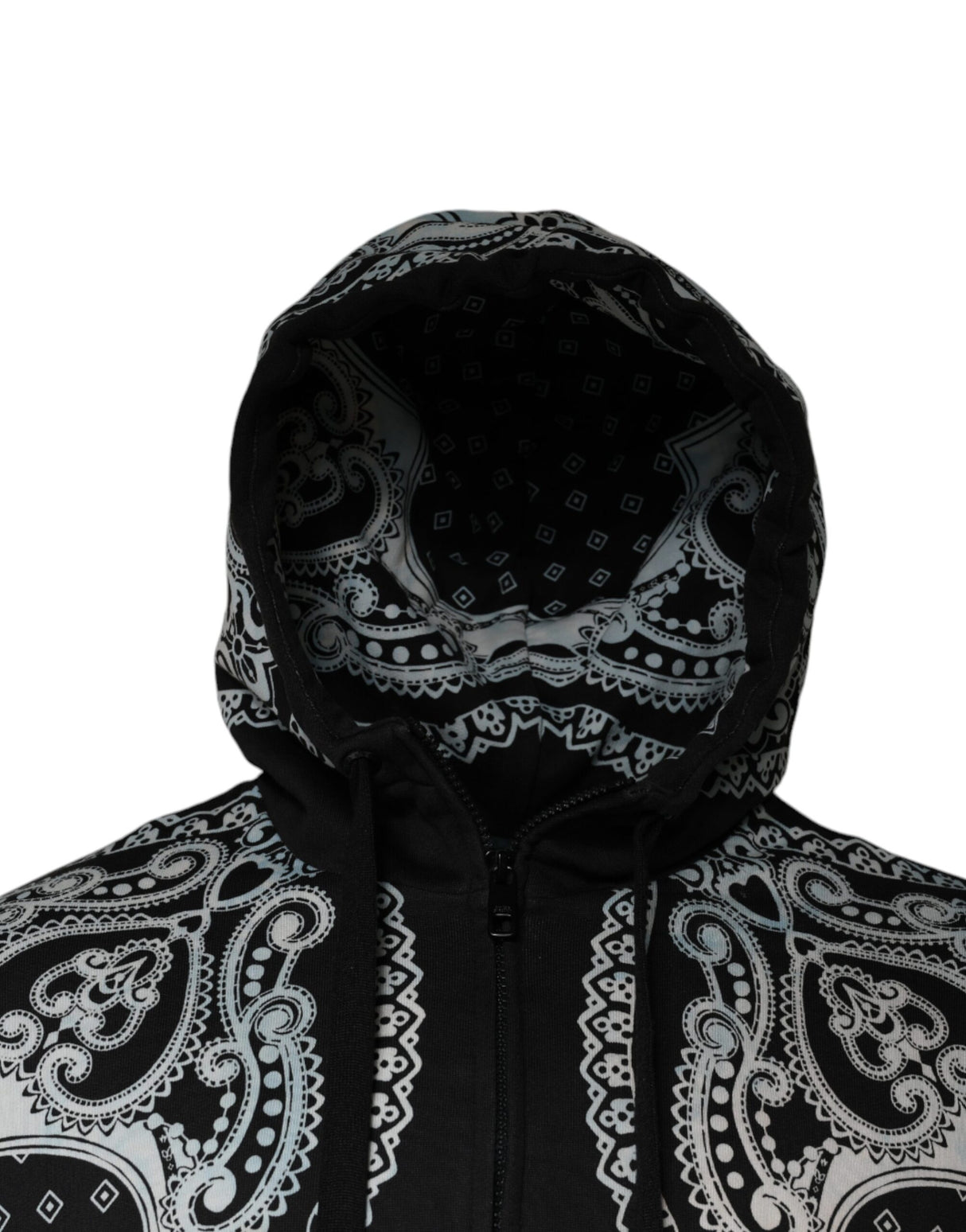 Dolce & Gabbana Black White Bandana Hooded Sweatshirt Sweater