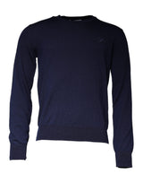 Dolce & Gabbana Dark Blue Wool Crew Neck Pullover Sweater