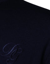 Dolce & Gabbana Dark Blue Wool Crew Neck Pullover Sweater