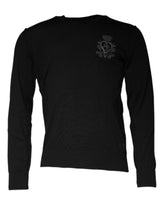 Dolce & Gabbana Black Crown Heart Crew Neck Pullover Sweater