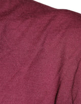 Dolce & Gabbana Maroon Cashmere V-neck Men Pullover Sweater