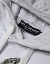 Dolce & Gabbana White Caesar Cotton Hooded Pullover Sweater