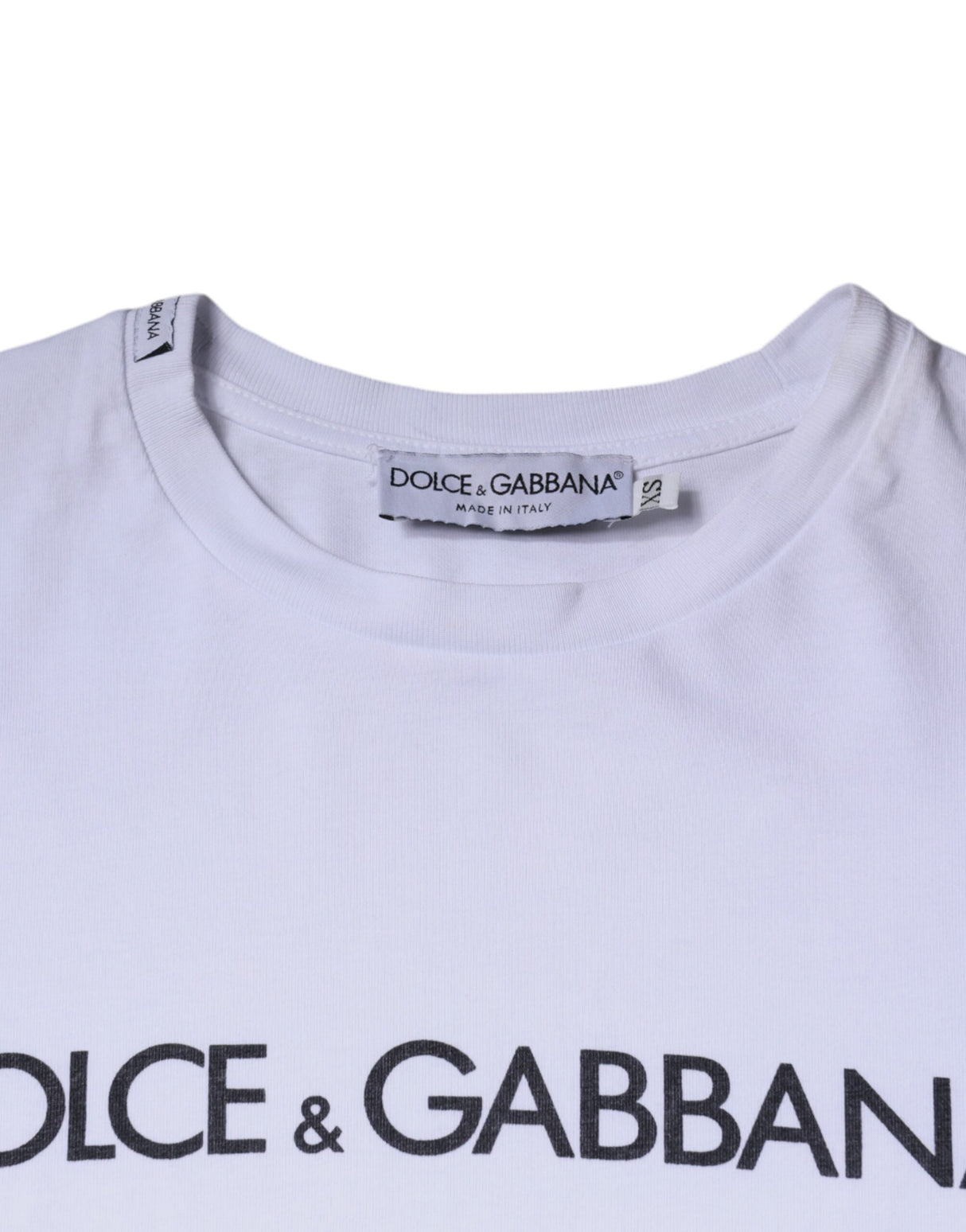 Dolce & Gabbana White Logo Print Cotton Crew Neck T-shirt