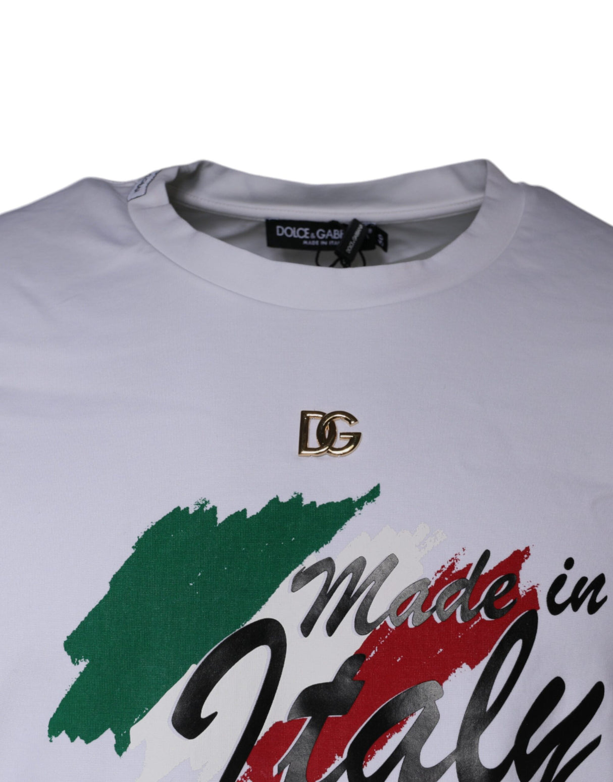 Dolce & Gabbana White Graphic Print Cotton Crew Neck T-shirt