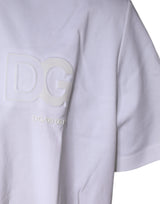 Dolce & Gabbana White Embossed Logo Crew Neck T-shirt