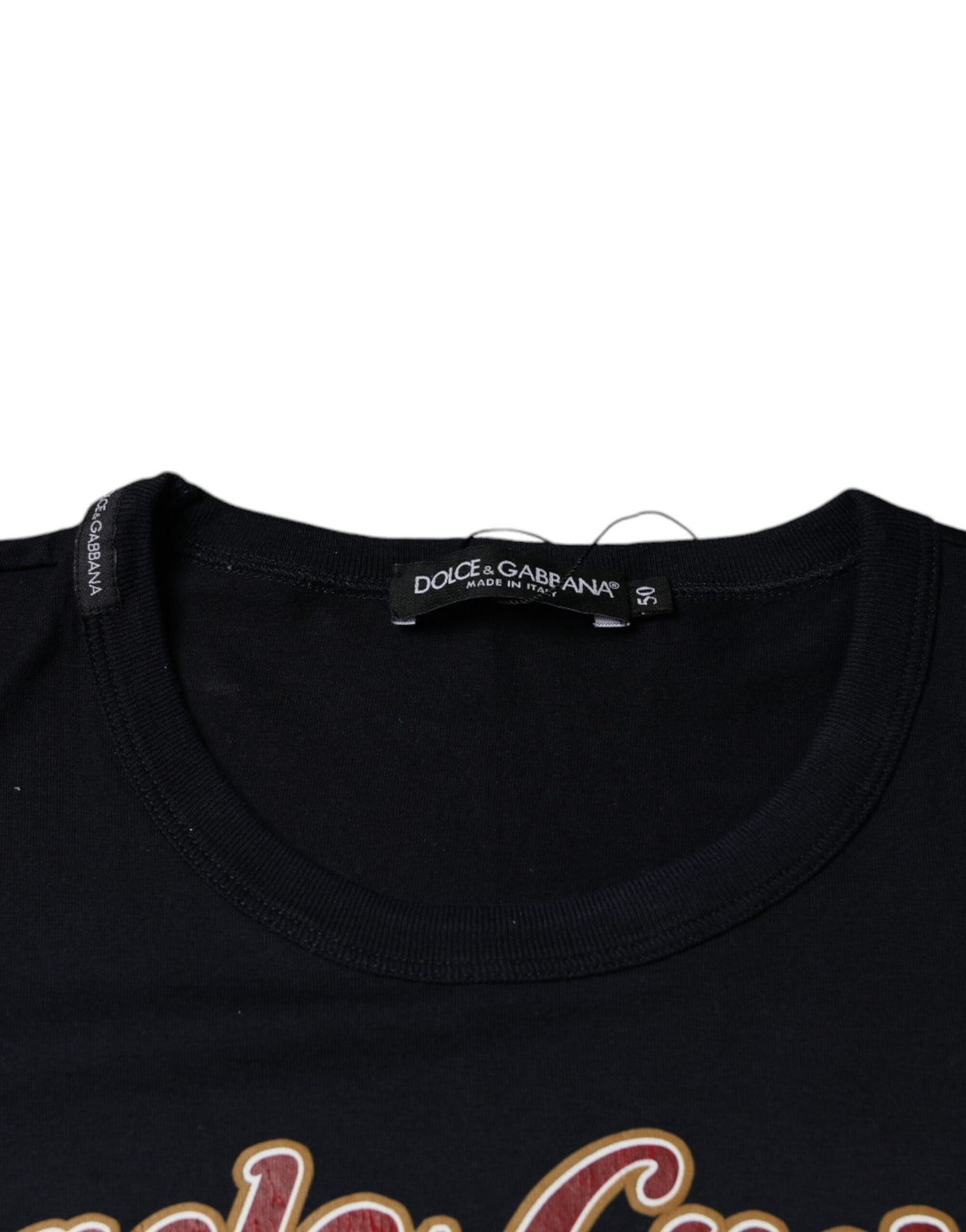 Dolce & Gabbana Black Graphic Print Cotton Crew Neck T-shirt