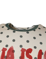 Dolce & Gabbana Beige Graphic Print Polka Dot Cotton T-shirt