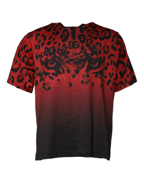 Dolce & Gabbana Red Leopard Cotton Short Sleeves T-shirt